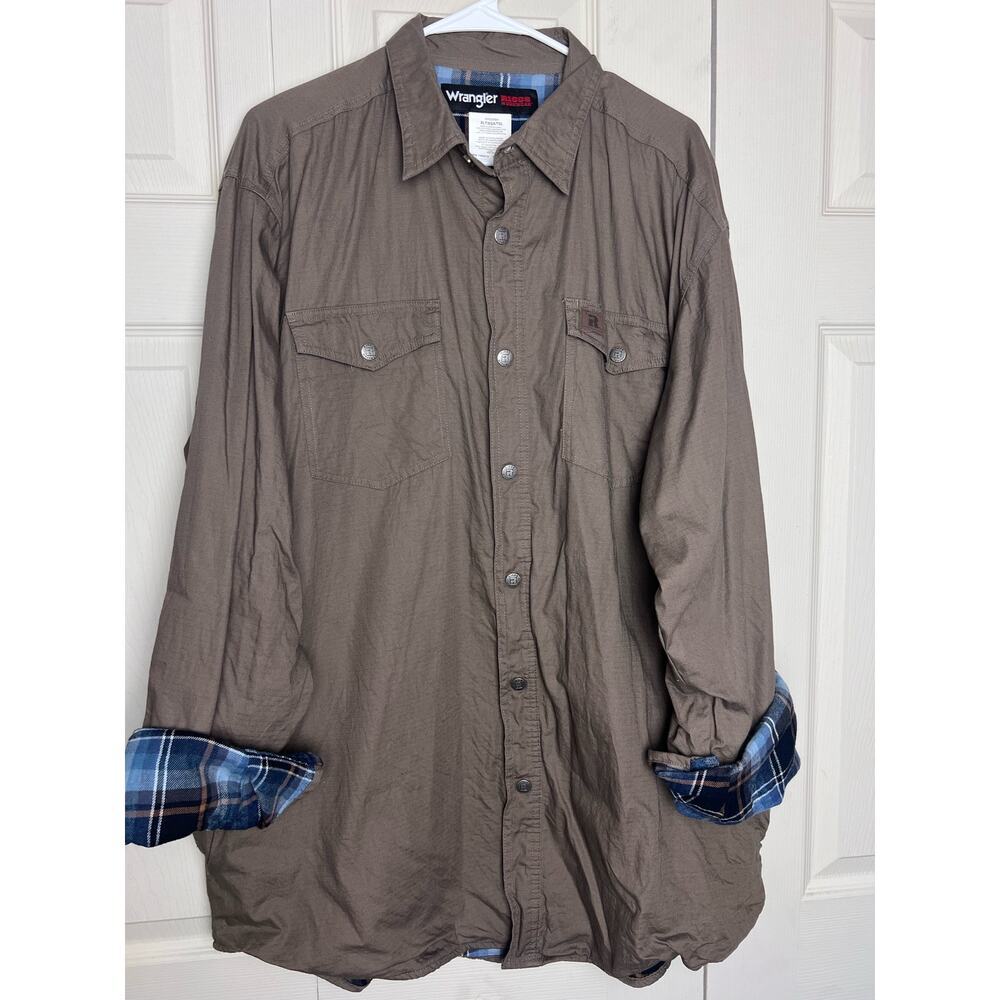 Wrangler Riggs Workwear Men's Button-up Long Sleeve Heavyweight Shirt Size XL